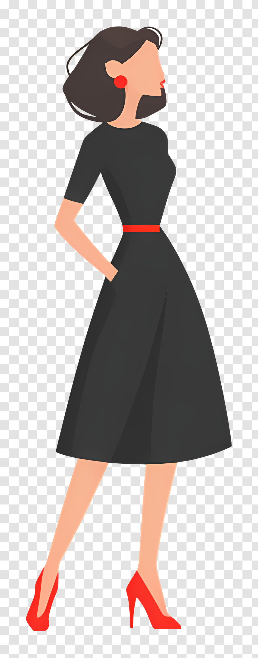 Woman Full Body - Elegant Woman In Black Dress Transparent PNG