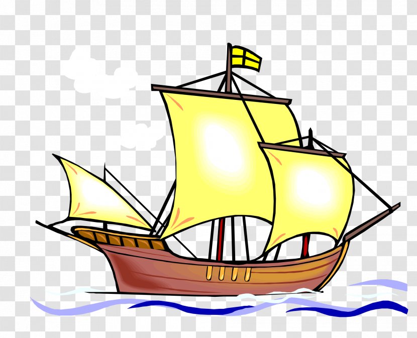Watercraft Download Caravel Clip Art - Drawing - Cartoon Yellow Sailing  Material Transparent PNG