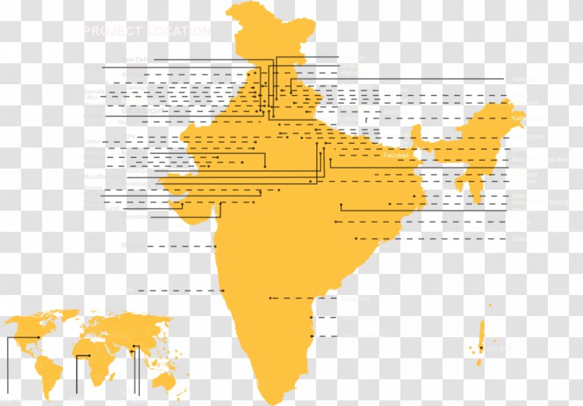 States And Territories Of India Chhattisgarh Map - Yellow Transparent PNG