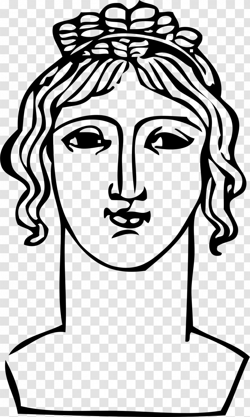 Ancient Greece Hairstyle Clip Art - Monochrome Transparent PNG