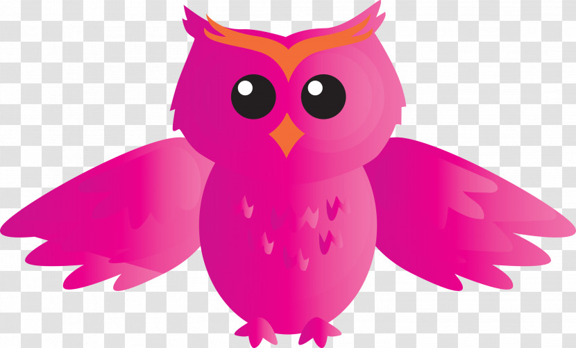 Owl Bird Pink Bird Of Prey Cartoon Transparent PNG