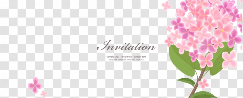 Wedding Invitation Greeting Card Flower Illustration - Vector Pink Cherry Tree Material Transparent PNG