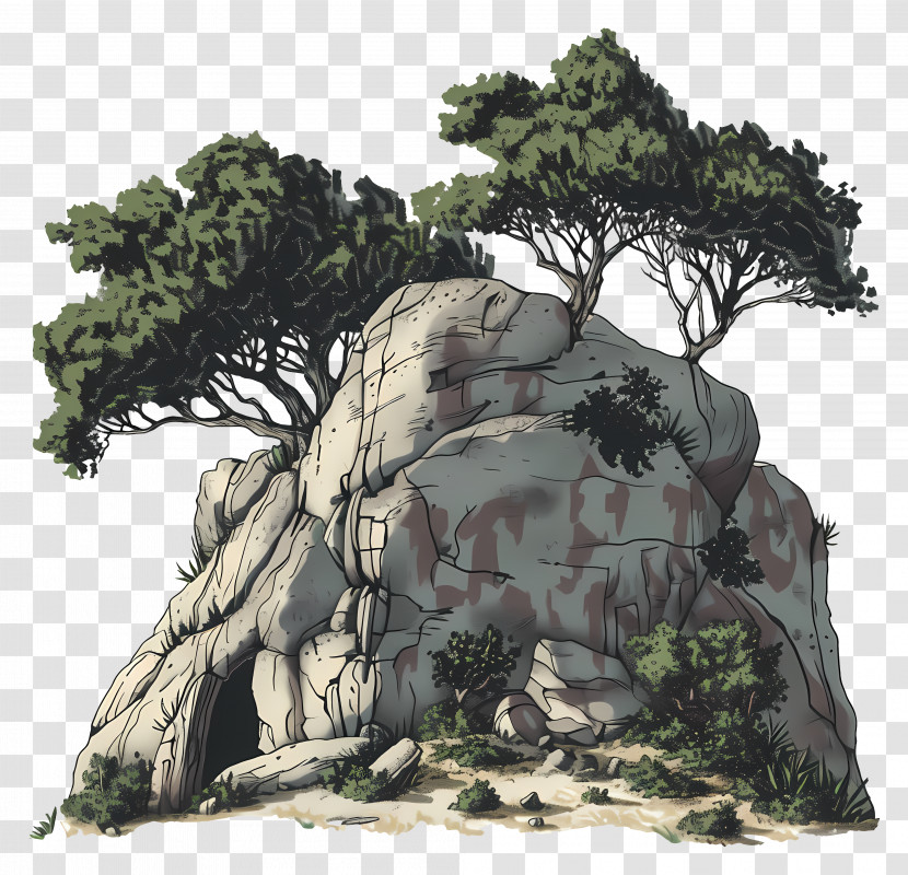Cave Rock - Rock With Tree Transparent PNG