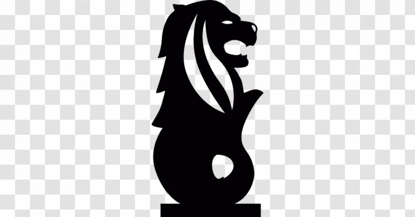 Merlion Park Lion Head Symbol Of Singapore - Black And White Transparent PNG