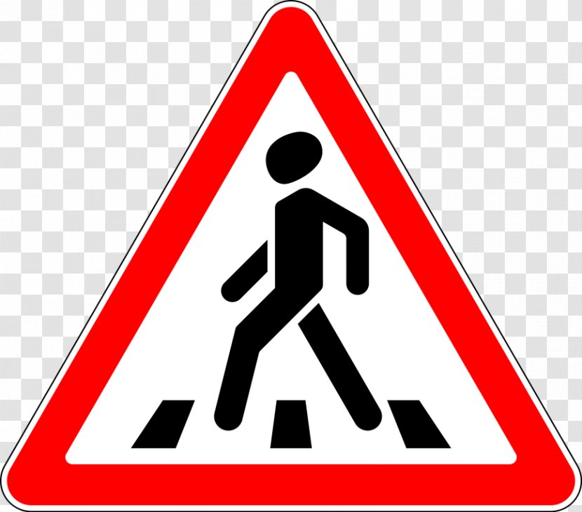 Danger Road Sign In France Pedestrian Crossing Traffic Code Transparent PNG