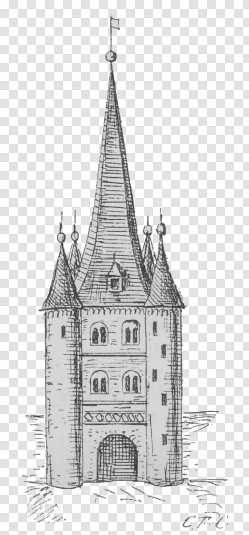 Tower Medieval Architecture Drawing Gothic Building - Bell - Hamburg Printing Transparent PNG