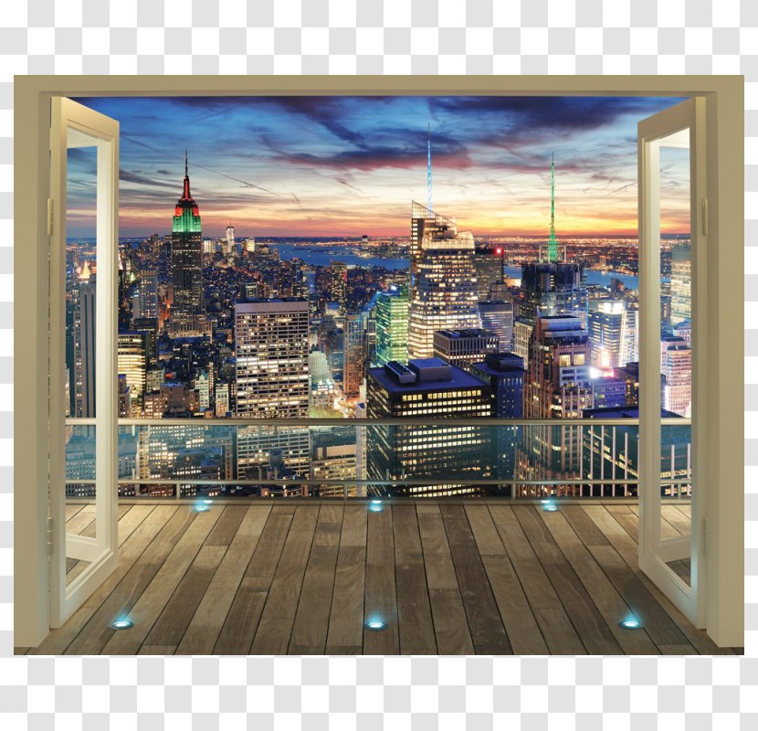 New York City Mural Skyline Wallpaper - Room Transparent PNG