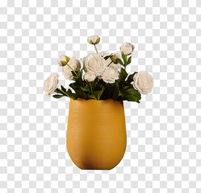 Rose Vase Floral Design - Flower - Yellow Of White Roses Transparent PNG