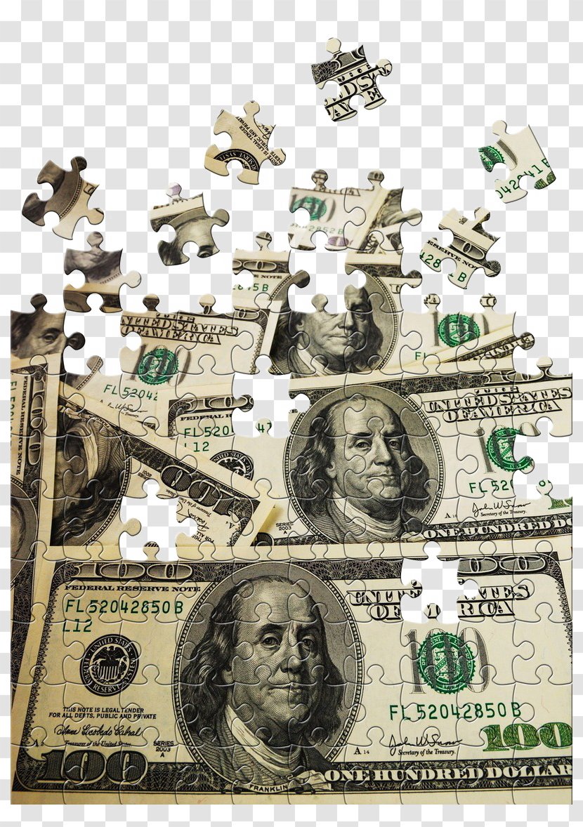 United States Dollar One Hundred-dollar Bill One-dollar Banknote Money - Hundreddollar - Puzzle Transparent PNG