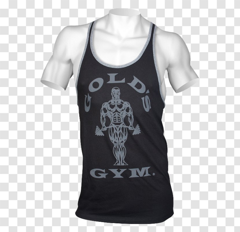 Gold's Gym Fitness Centre Bodybuilding Weight Training Sleeveless Shirt - Black Transparent PNG