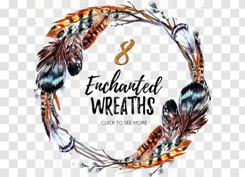 Boho-chic Watercolor Painting Wreath Illustration - Fashion Accessory - Creative Feather Transparent PNG
