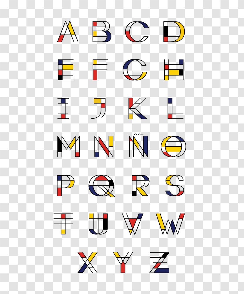 Typography Font Typeface Art De Stijl - Piet Mondrian - Lettering Transparent PNG
