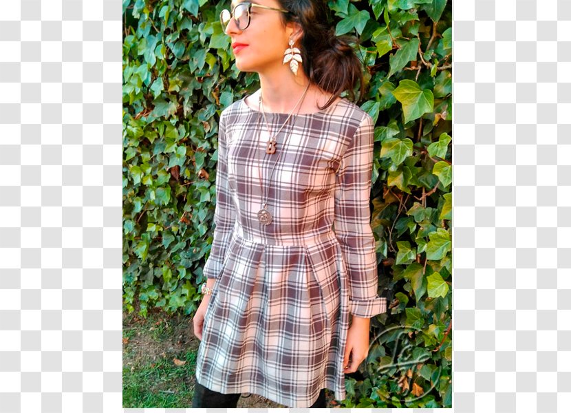 Shoulder Tartan Sleeve Blouse Dress - Oxford Cap Transparent PNG