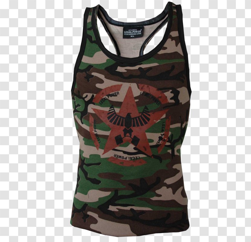T-shirt Top Sleeveless Shirt Military Camouflage - Tshirt Transparent PNG