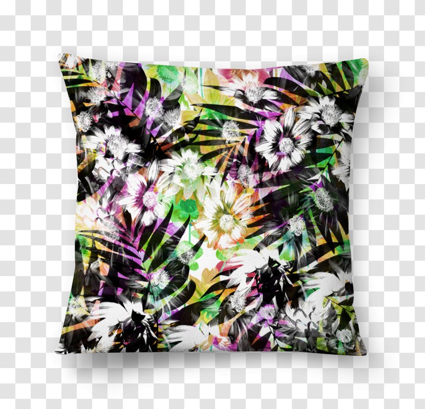 Throw Pillows Cushion - Purple - Watercolor Palm Leaf Transparent PNG