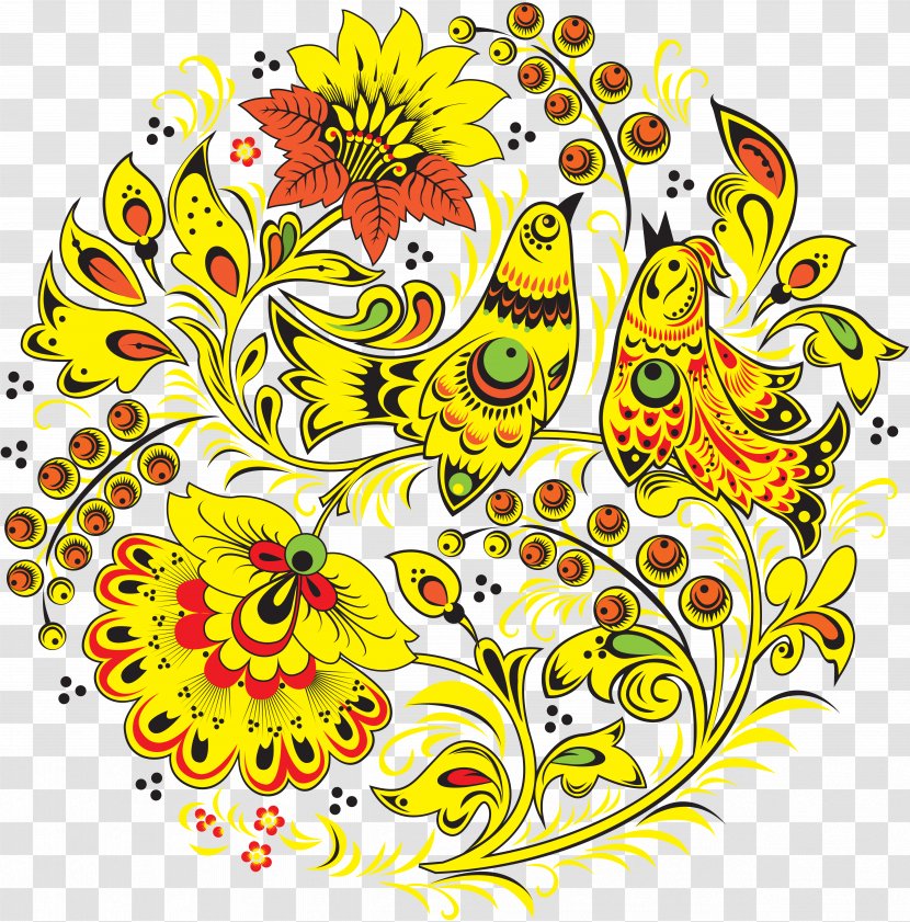 Paisley Russia Stencil Ornament - Sunflower - Traditional Transparent PNG