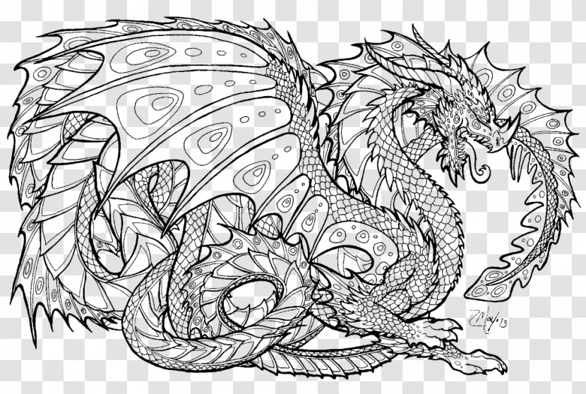 Coloring Book Chinese Dragon Adult Child - Fictional Character Transparent PNG