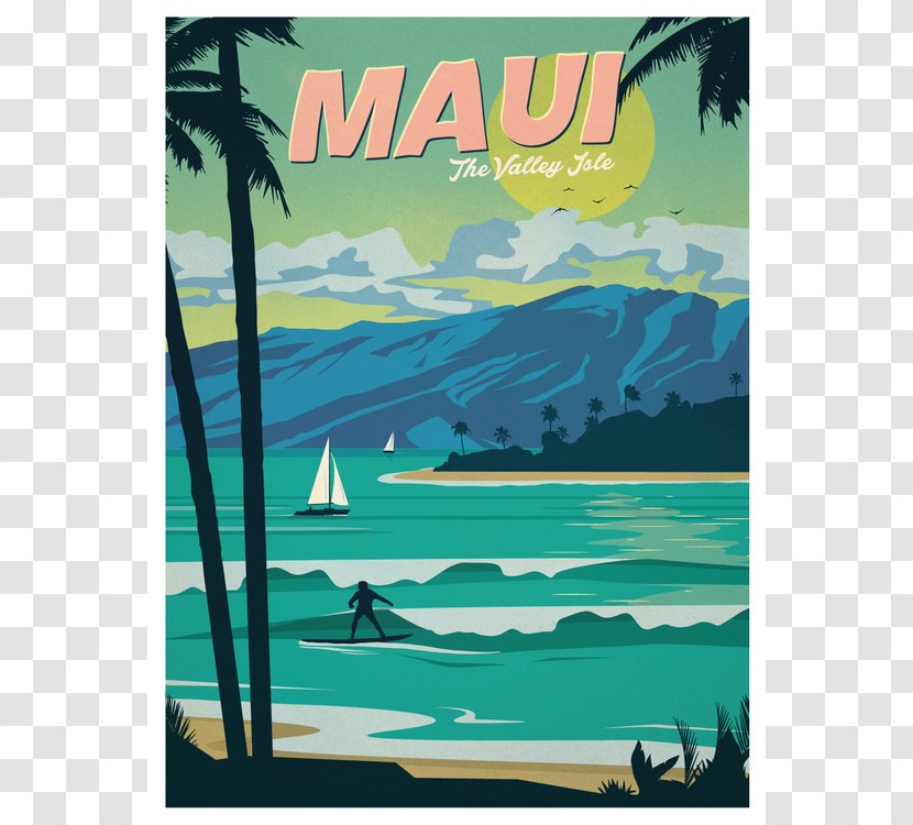Maui Waikiki Poster Illustrator - Travel Transparent PNG