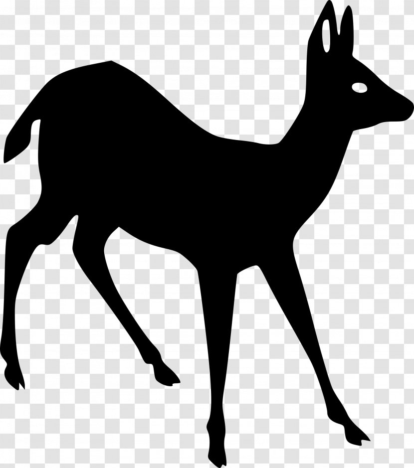 White-tailed Deer Red Clip Art - Black And White Transparent PNG