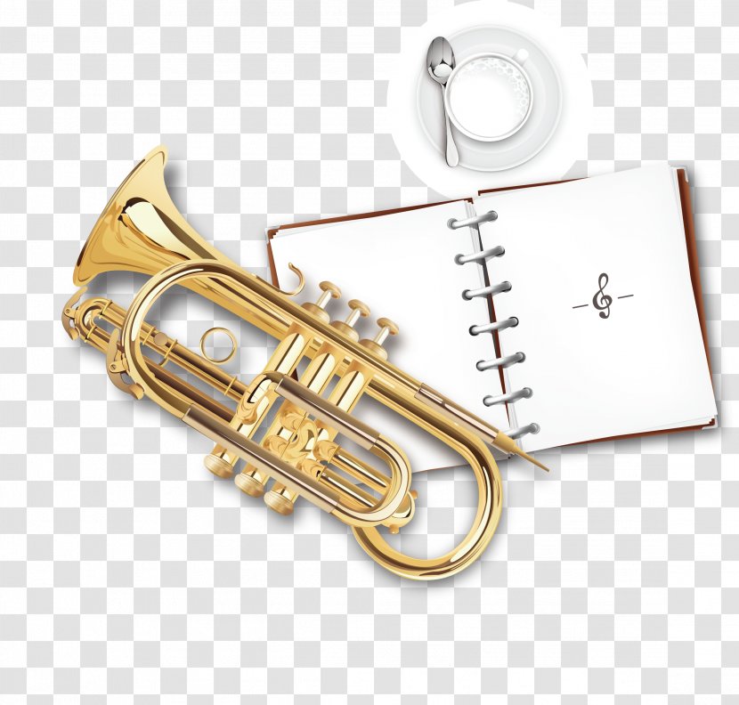 Cornet Trumpet Musical Instruments - Heart - Vector Elegant Book Material Transparent PNG