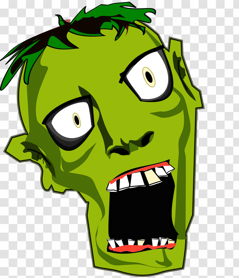 Cartoon Drawing Zombie Head Creature Transparent PNG