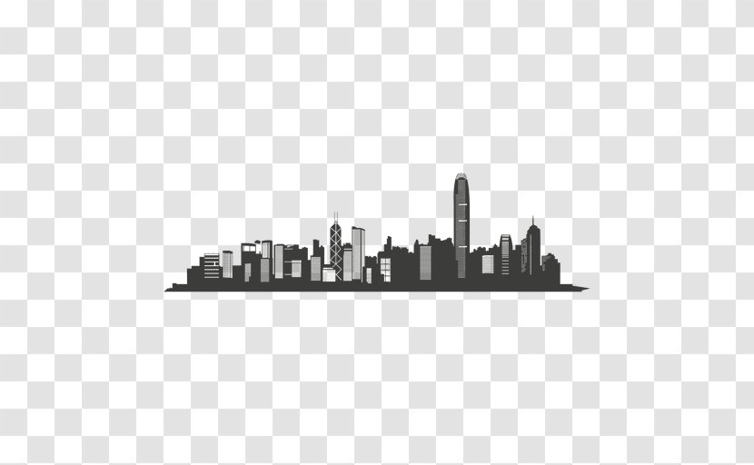 Hong Kong Skyline - Black And White Building Transparent PNG