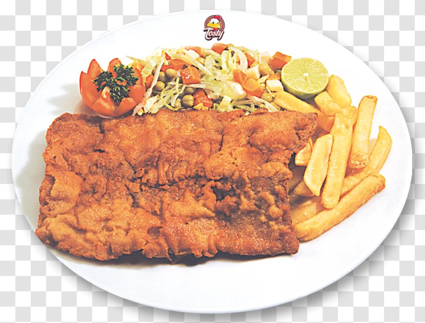 French Fries European Cuisine Full Breakfast Fried Chicken Veal Milanese - Mediterranean Food Transparent PNG
