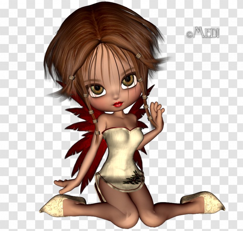 Brown Hair Fairy Cartoon - Flower Transparent PNG