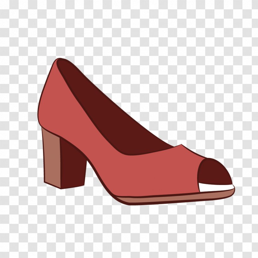 Clip Art - Red - Vector Creative Hand-painted Fish Head Thick Heels Transparent PNG