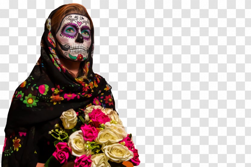 Day Of The Dead Calavera Halloween Death Mask - Veil - Pink Transparent PNG