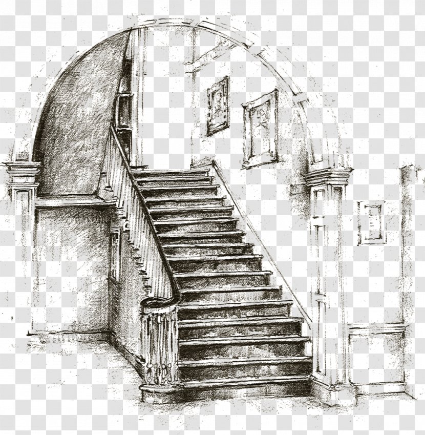 Stairs Drawing Carpentry Building Sketch - Medieval Architecture Transparent PNG