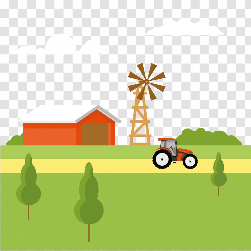Cartoon Drawing Illustration - Field - Tractor Transparent PNG