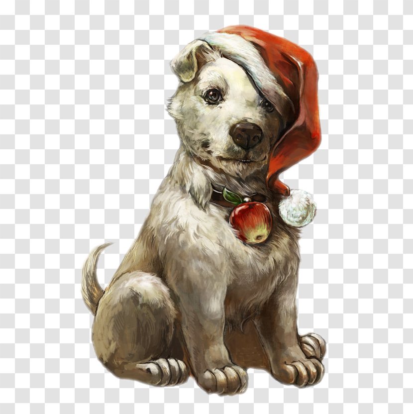 Dog Wearing Christmas Hats - Art - Carnivoran Transparent PNG