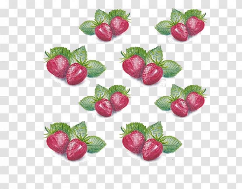 Juice Berry Pattern - Natural Foods - Hand Drawn Icons Strawberry And Leaves Transparent PNG