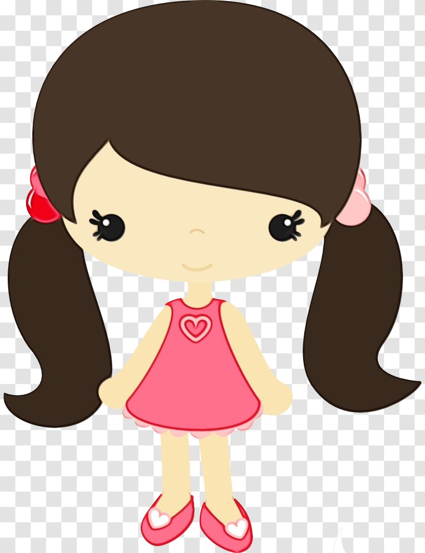 Clip Art Illustration Toddler Character Pink M - Long Hair Transparent PNG