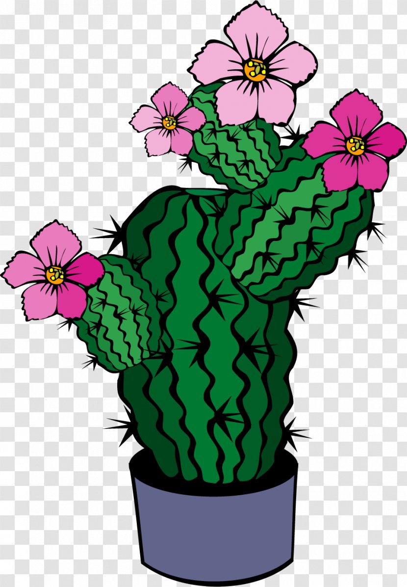 Cactaceae Drawing Flower Clip Art - Cactus - Vector Painted Flowering