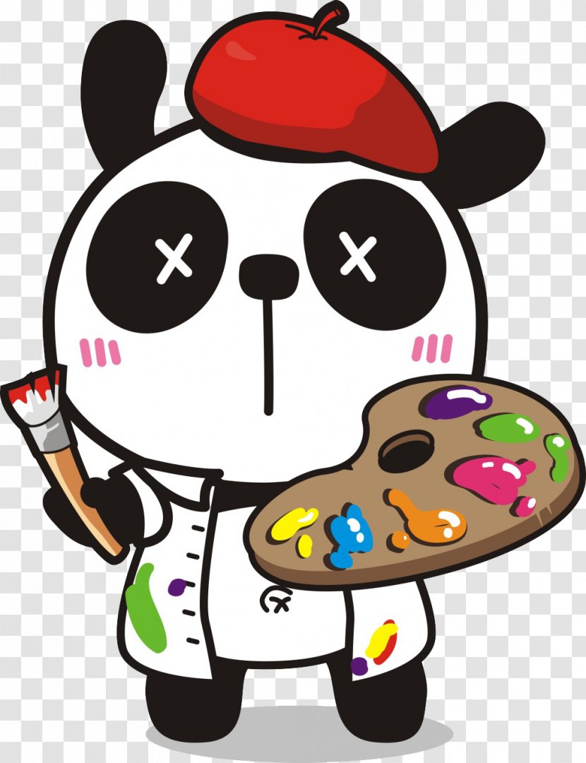 Giant Panda Painter Cartoon - Technology - Cute Transparent PNG