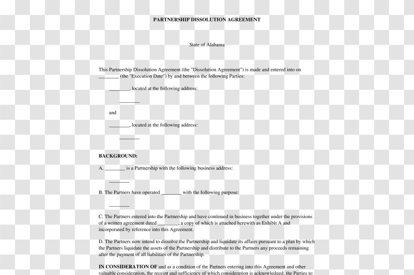Document Partnership Contract Template Dissolution - Law Transparent PNG