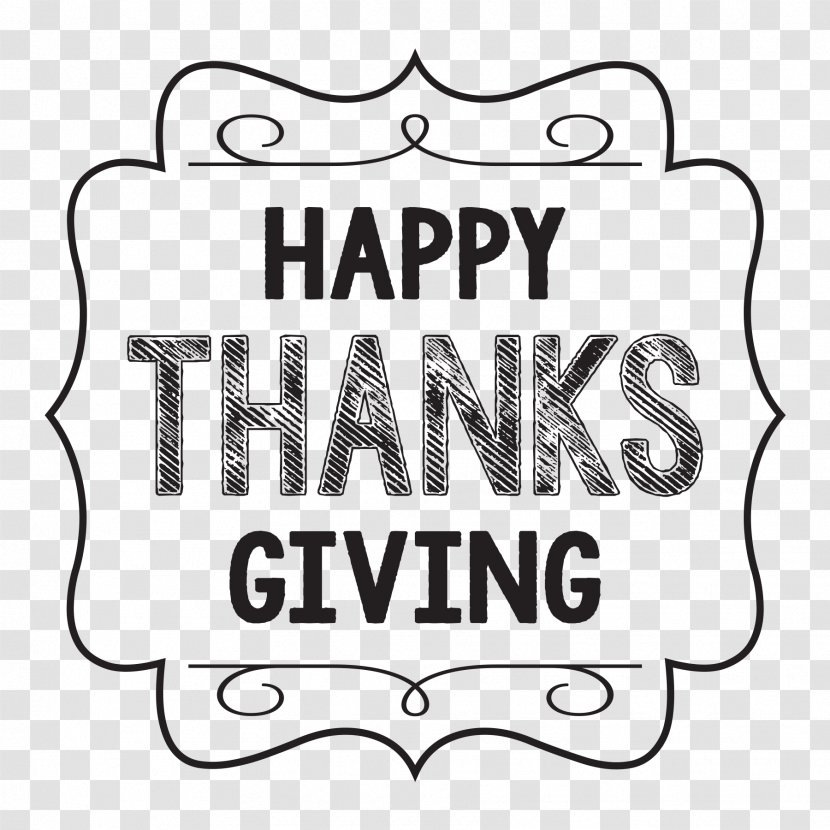 Thanksgiving Black And White Holiday Clip Art - Happy Thanksgiving/ Transparent PNG