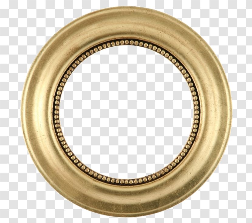 Picture Frame Mirror Gold Leaf Circle - Golden Round Transparent Background Transparent PNG