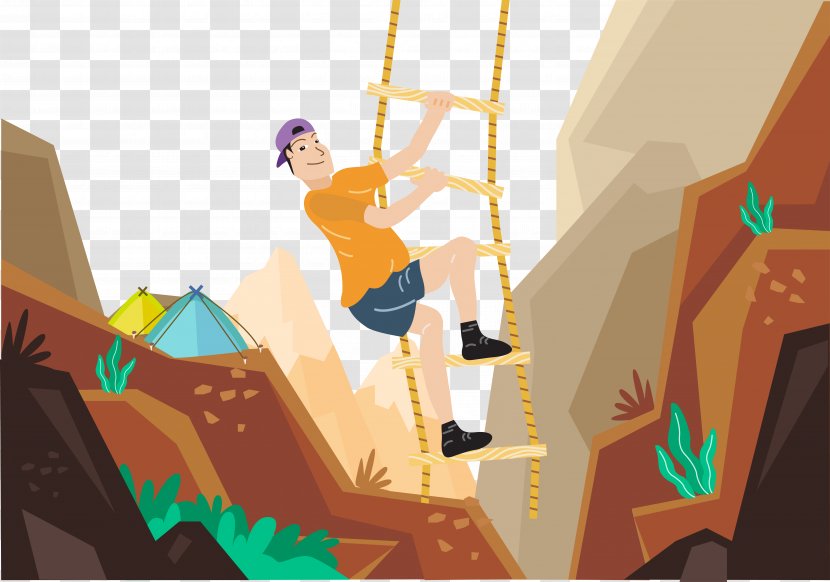 Rock Climbing Mountaineering Illustration - Art - Cartoon Vector Transparent PNG