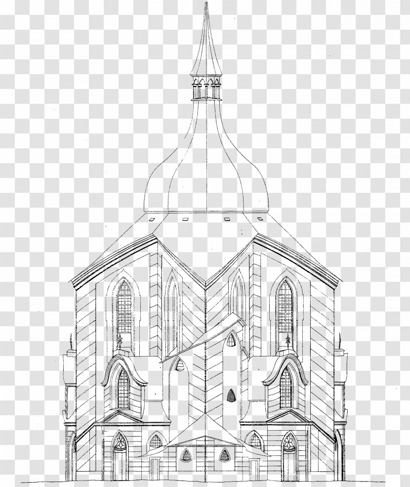 Medieval Architecture Sketch Chapel Classical - Line Art - Spire Transparent PNG