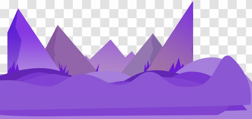 Purple Mountain - Magenta - Hand-painted Peaks Transparent PNG
