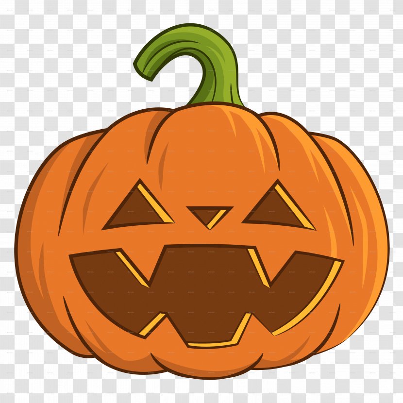Pumpkin Jack Halloween Jack-o'-lantern Squash - Orange Transparent PNG