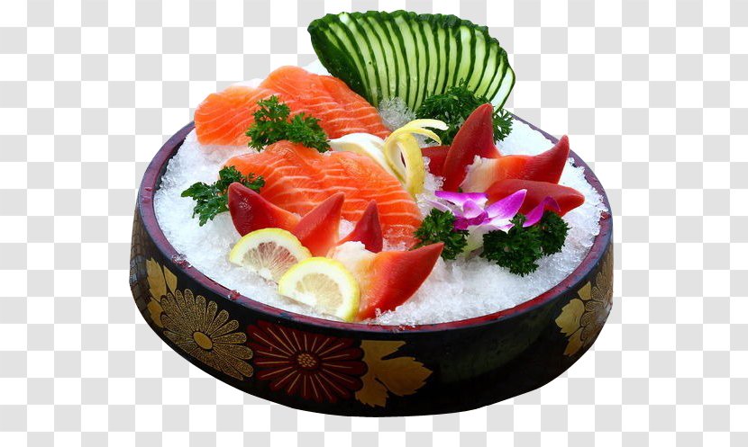 Sashimi Sushi Seafood Japanese Cuisine Pandalus Borealis - Three Arctic Bay Salmon Fight Transparent PNG