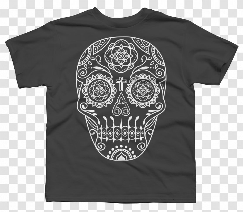 T-shirt Calavera Skull Day Of The Dead - Black Transparent PNG