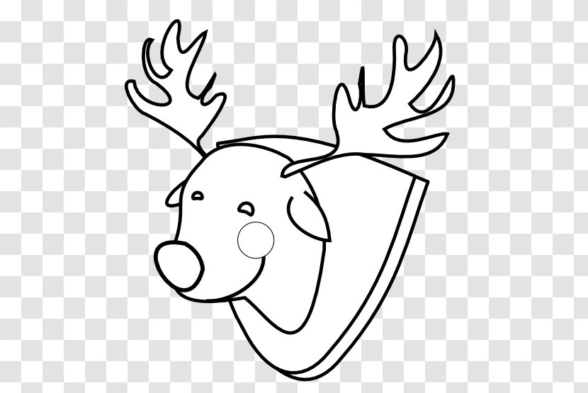 Reindeer Rudolph Black And White Clip Art - Silhouette - Picture Of A Raindeer Transparent PNG
