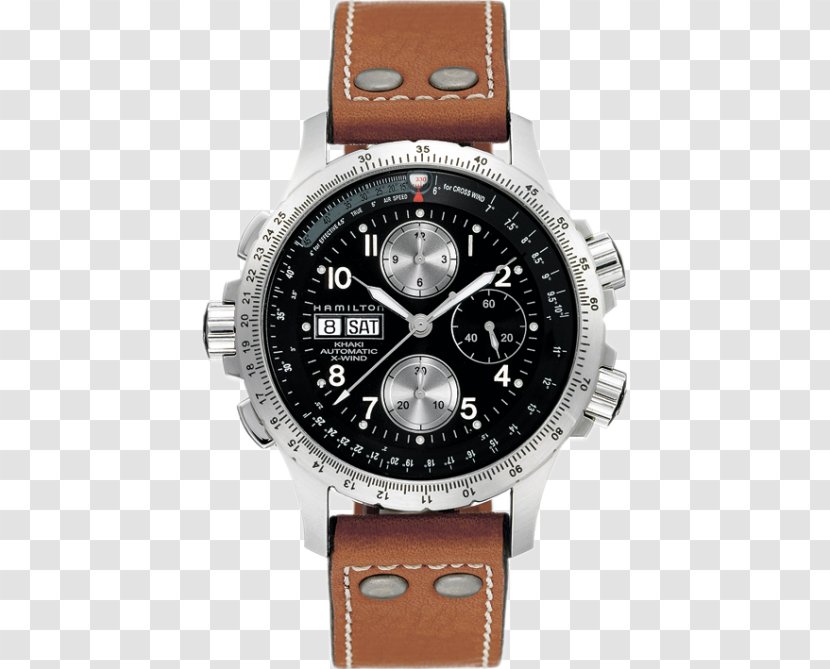 Hamilton Men's Khaki Aviation X-Wind Auto Chrono Watch Company Strap Chronograph - Leather Transparent PNG