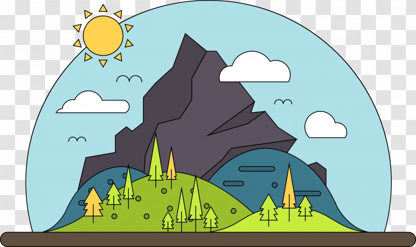 Cartoon Mountain Landscape - Nature - Vector Transparent PNG