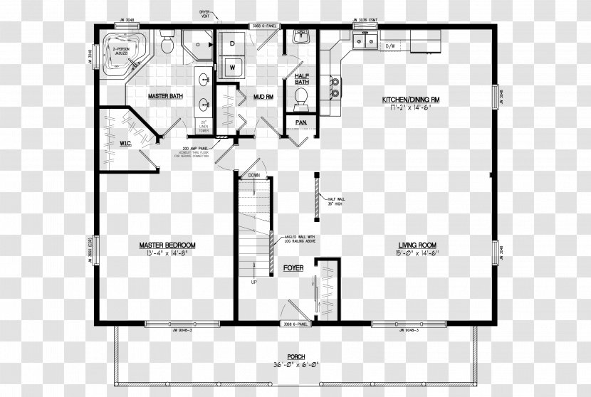 Log Cabin House Plan Floor - Loft Transparent PNG